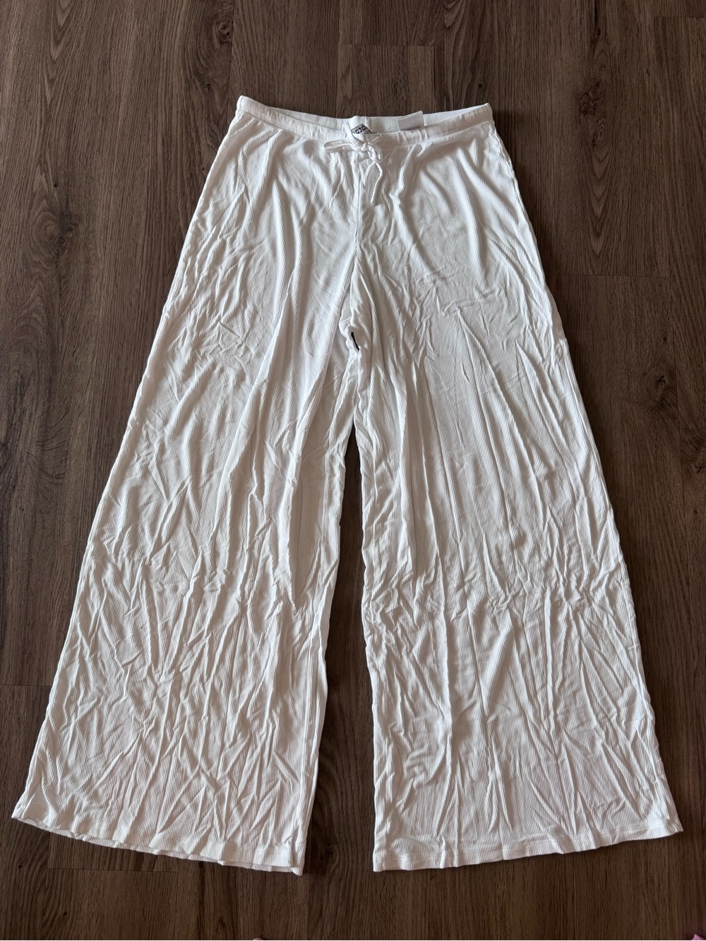 H&M White Wide-Leg Lounge Pants